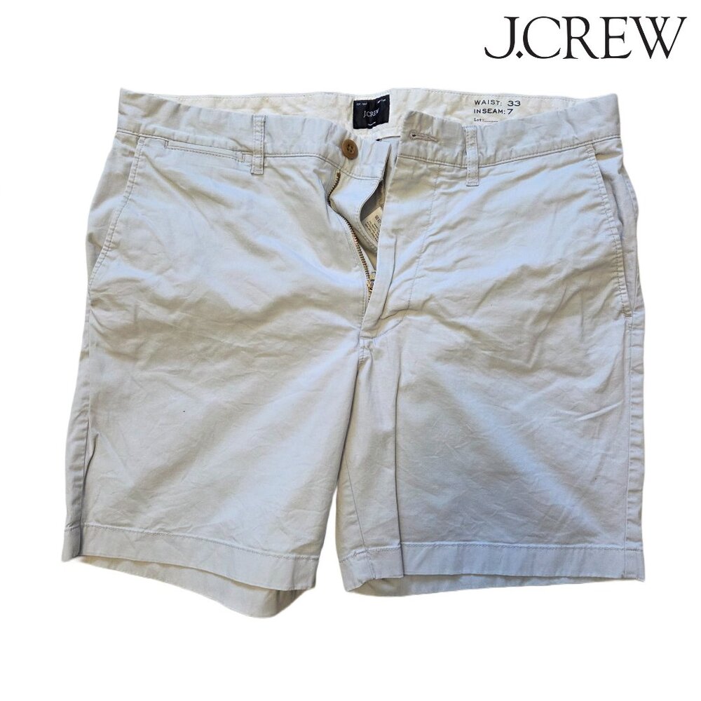 J.Crew 7” Inseam Stretch Chino Shorts – Khaki – Size 33 (Style BE051)